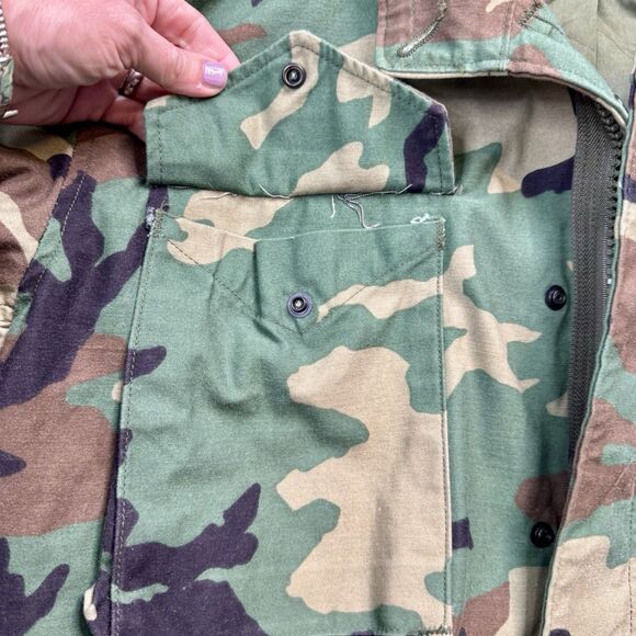 US Army M65 Field Jacket M Regular Woodland Camo Cold Weather Coat - Picture 8 of 12